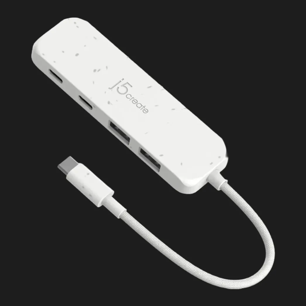 Адаптер J5create USB-C 4-in-1 (2xUSB-A + 2xUSB-C 3.2 10Gbps), White