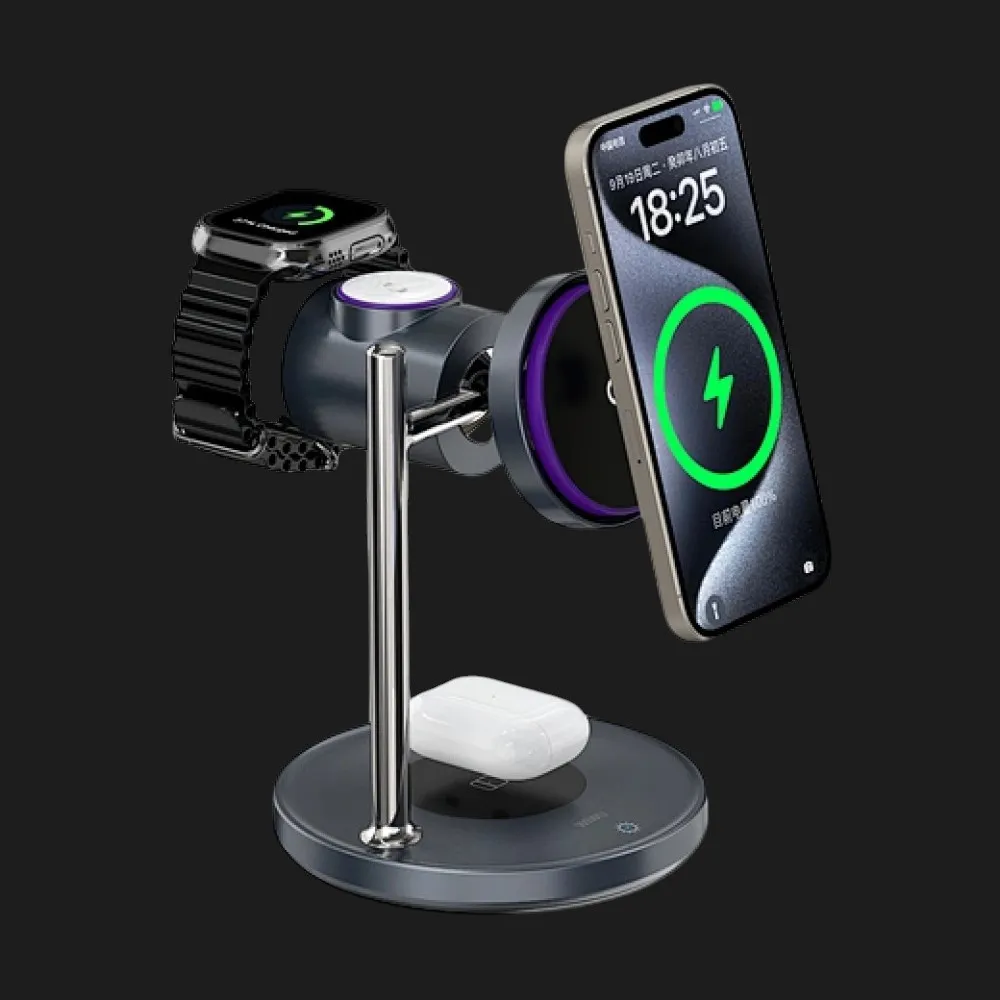 Беспроводная зарядка WiWU Wi-W041 3-in-1 Magnetic Wireless Charger