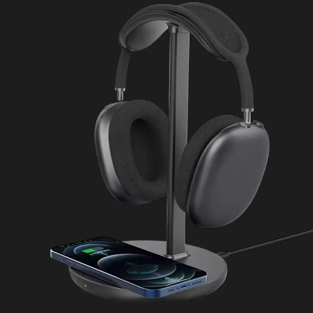 Подставка для наушников Headset Stand с беспроводной зарядкой, Black