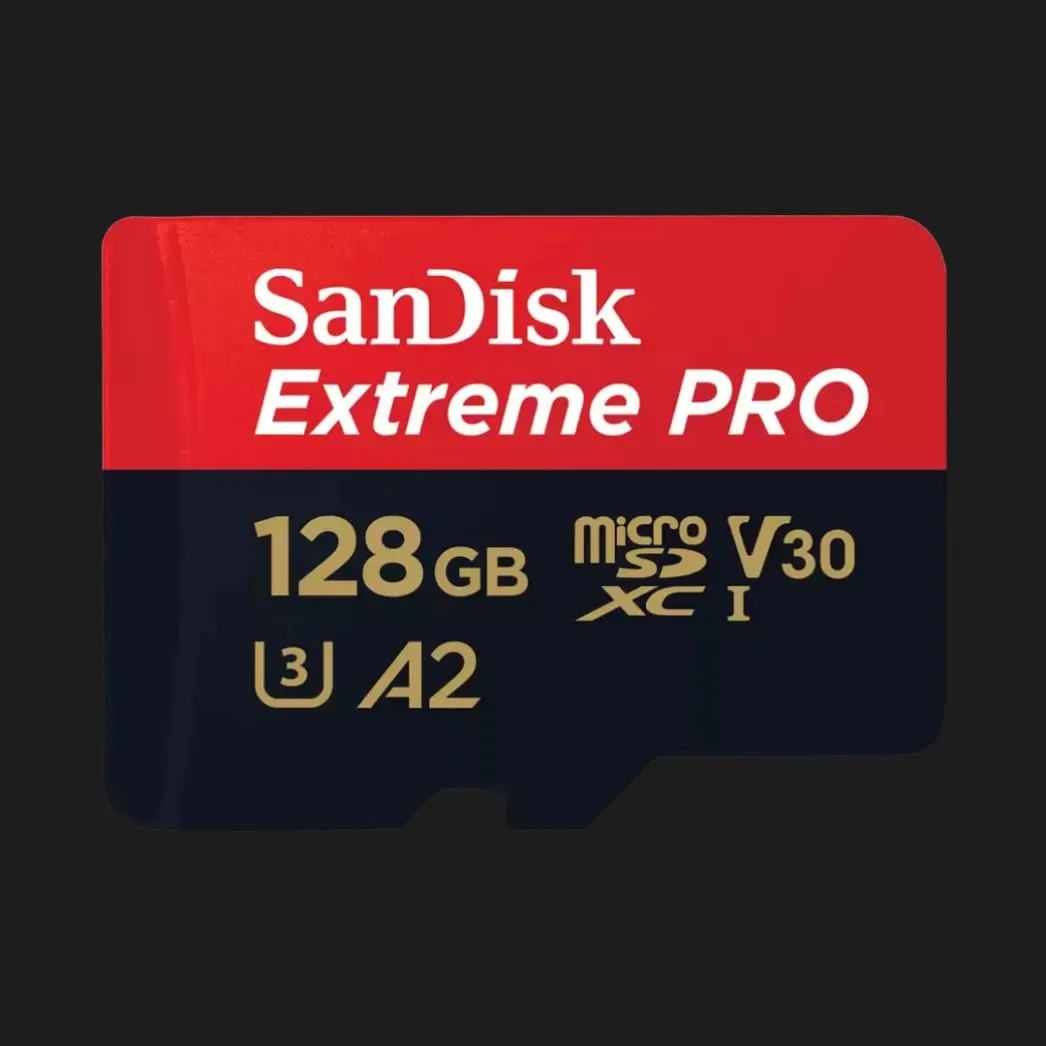 Карта памяти SanDisk Extreme Pro V30 A2 UHS-1 U3 microSDXC with Adapter