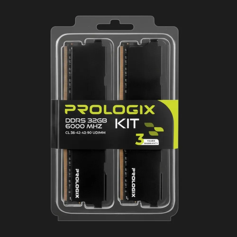 Оперативная память Prologix Black DDR5 2x16GB 6000MHz (PRO32GB6000B5K)