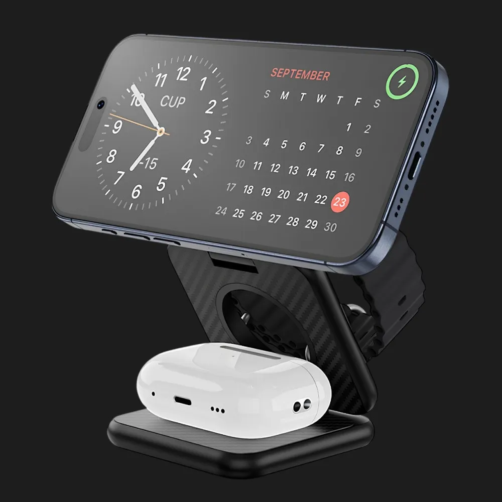 Беспроводная зарядка WiWU Wi-W035 Kevlar 3 in 1 Wireless Charger