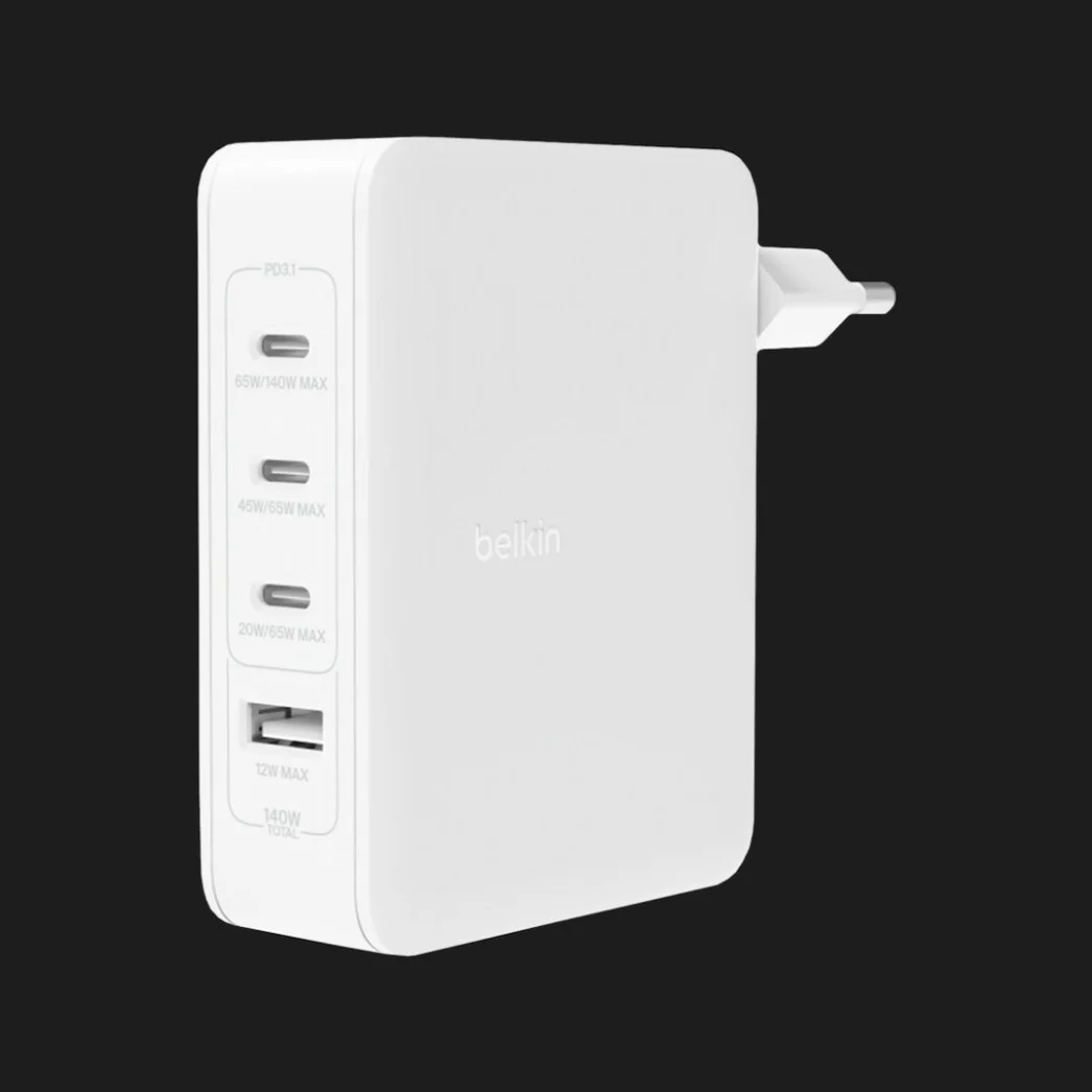Блок питания Belkin Home Charger 140W 3хUSB-C GAN PD PPS, USB-A