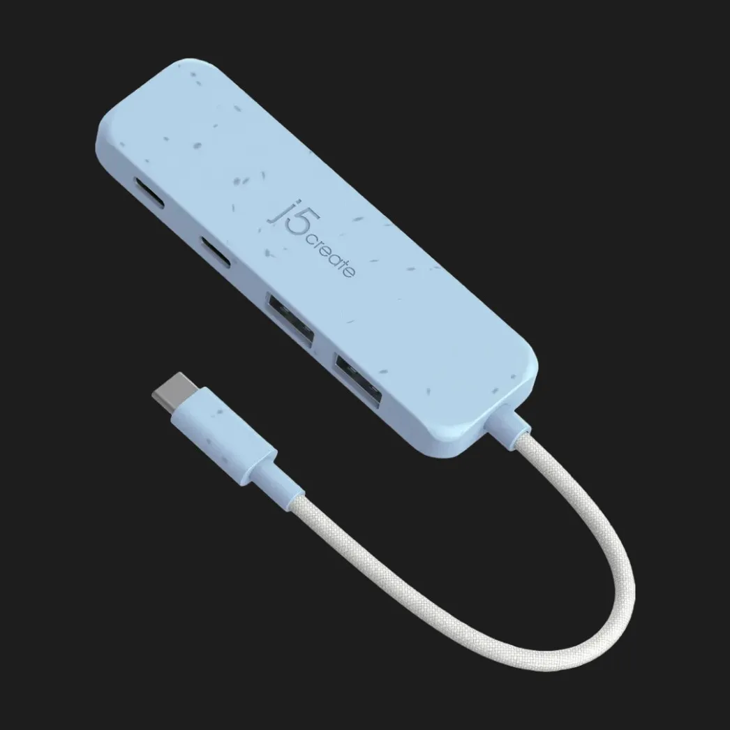 Адаптер J5create USB-C 4-in-1 (2xUSB-A + 2xUSB-C 3.2 10Gbps) (Cyan)
