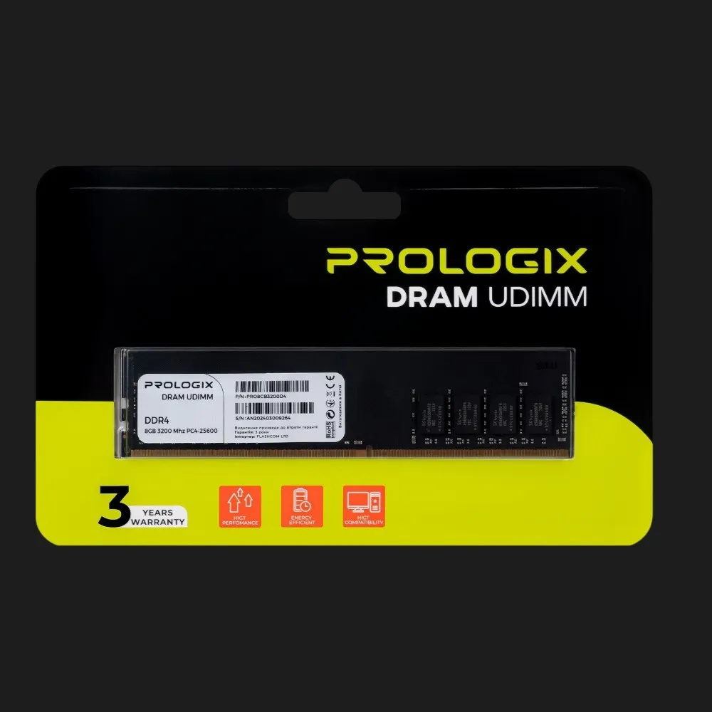 Оперативная память Prologix DDR4 1x8GB 3200MHz (PRO8GB3200D4)